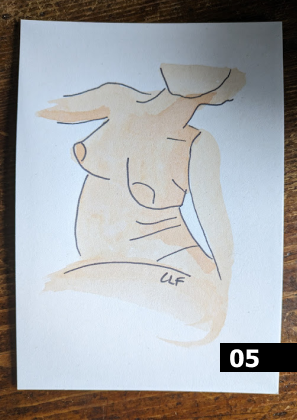 Nude, limited edition print hand finished in watercolour