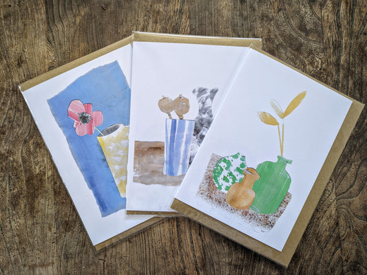 3 x Still Life Collage Greetings Cards